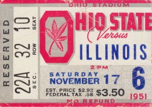 1951 Illinois at Ohio State Football Ticket Art